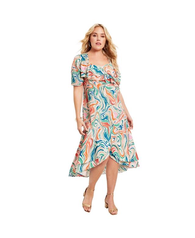 June + Vie Womens June + Vie Printed Midi Dress Product Image