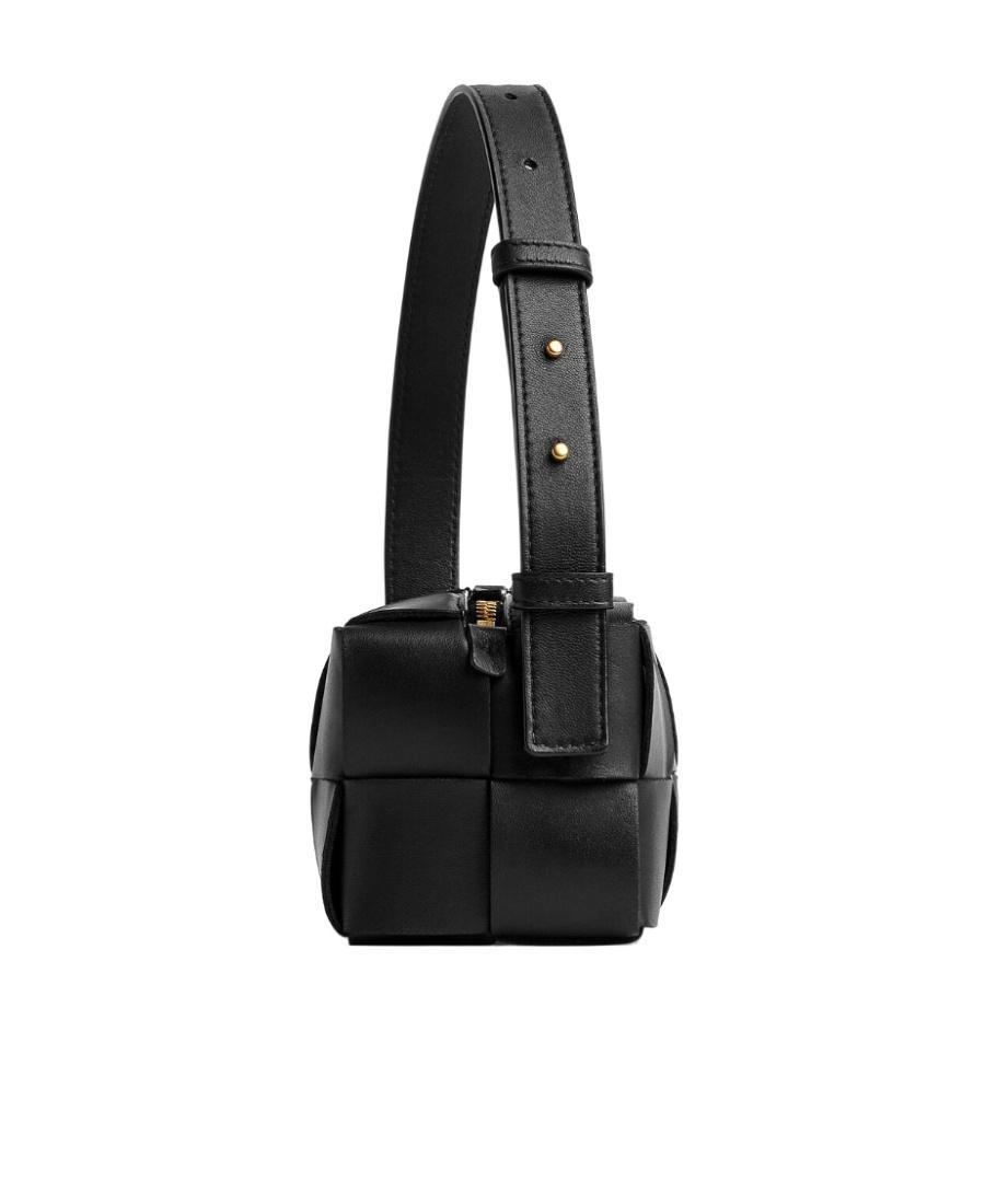 BOTTEGA VENETA Brick Cassette Small Intrecciato Leather Shoulder Bag In Black Product Image