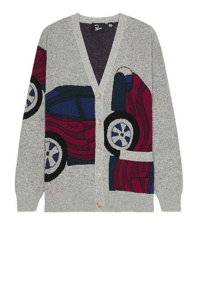 By Parra No Parking Knitted Cardigan in Light Grey Product Image