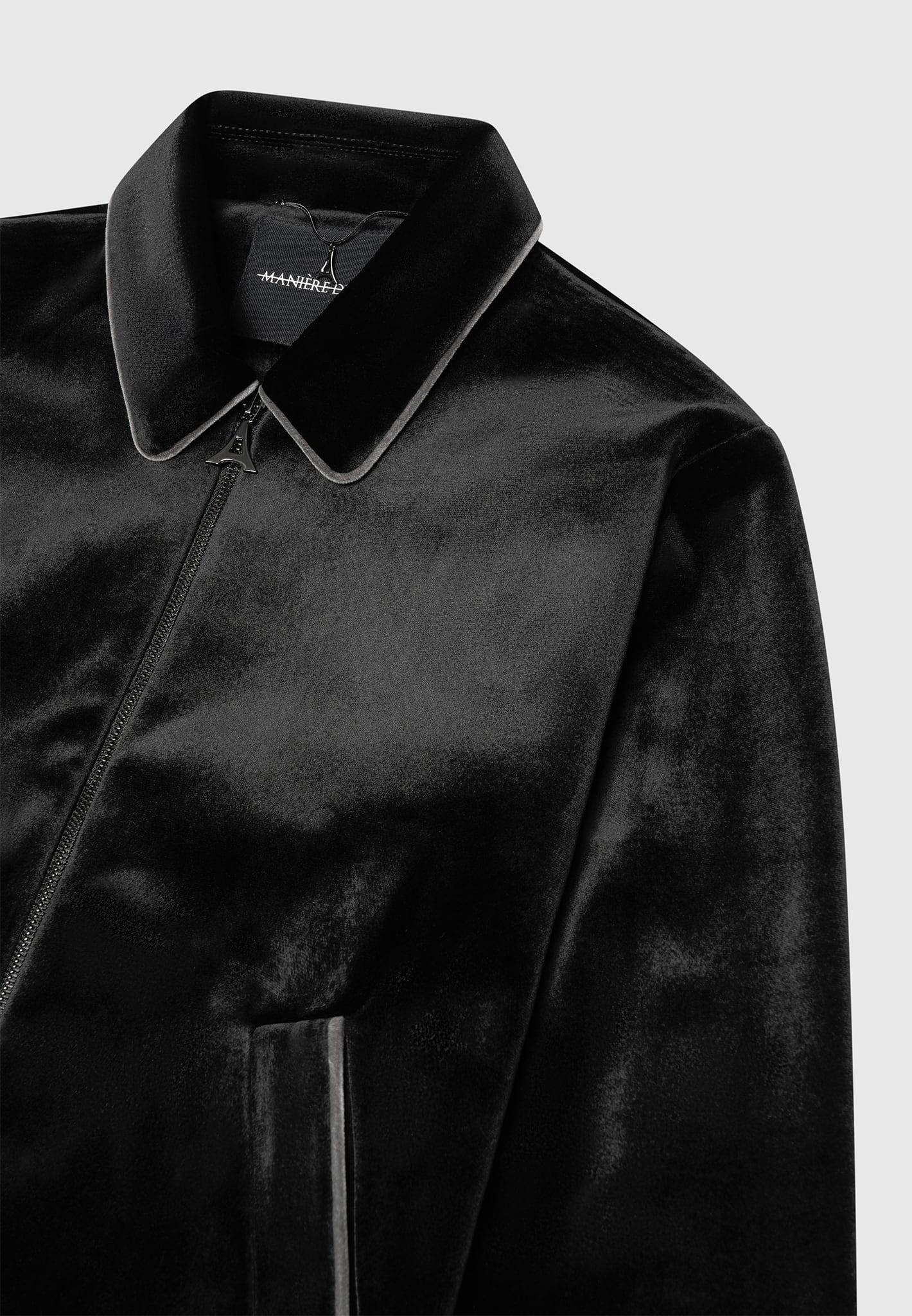 Velvet Jacket with Contrast Piping - Black Male Product Image