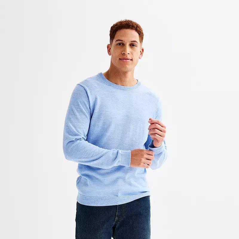 Mens Apt. 9 Merino Blend Crewneck Sweater Light Blue Grey Product Image