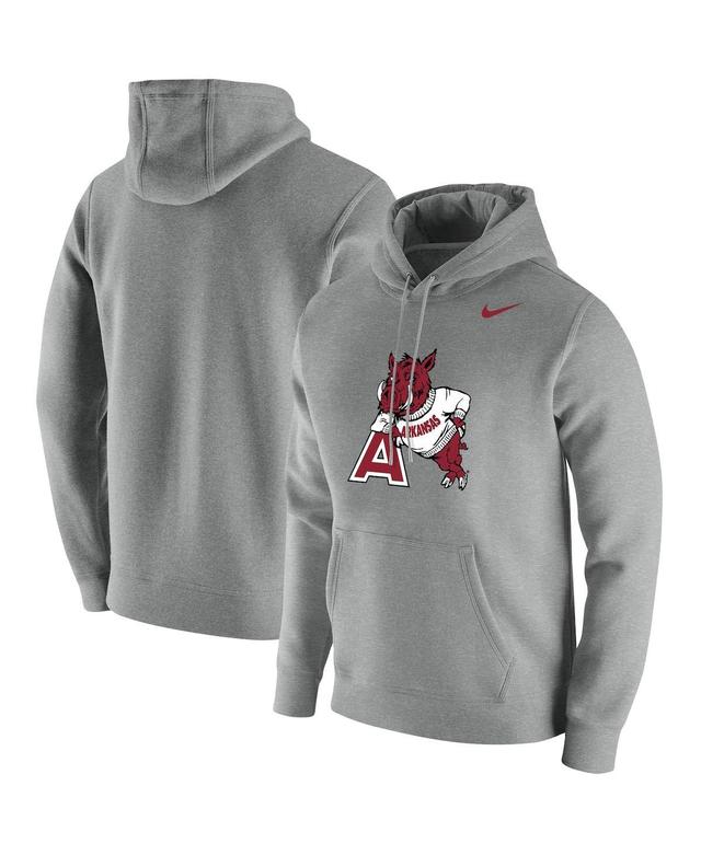 Mens Nike Heathered Gray Arkansas Razorbacks Vintage-Like School Logo Pullover Hoodie Product Image