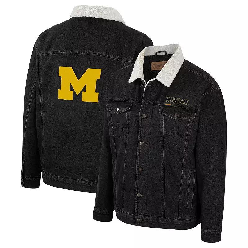 Mens Colosseum x Wrangler Charcoal Michigan Wolverines Western Button-Up Denim Jacket Product Image