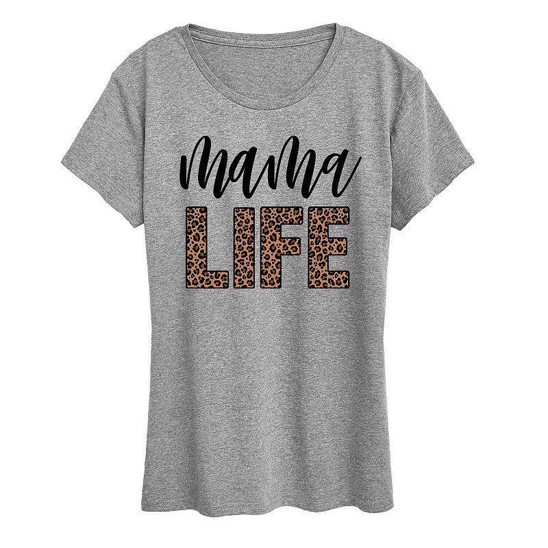 Womens Mama Life Leopard Graphic Tee Grey Gray Product Image