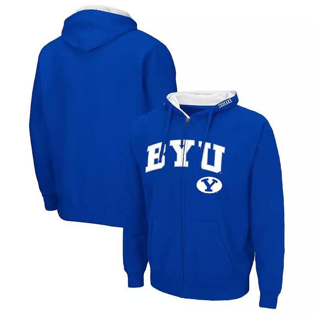 Mens Colosseum Royal BYU Cougars Arch & Team Logo 3.0 Full-Zip Hoodie Product Image