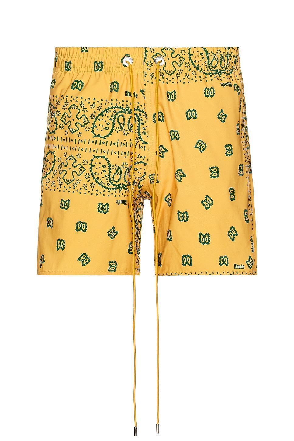 Rhude Bandana Swim Short Yellow. (also in L, M, XL/1X). Product Image