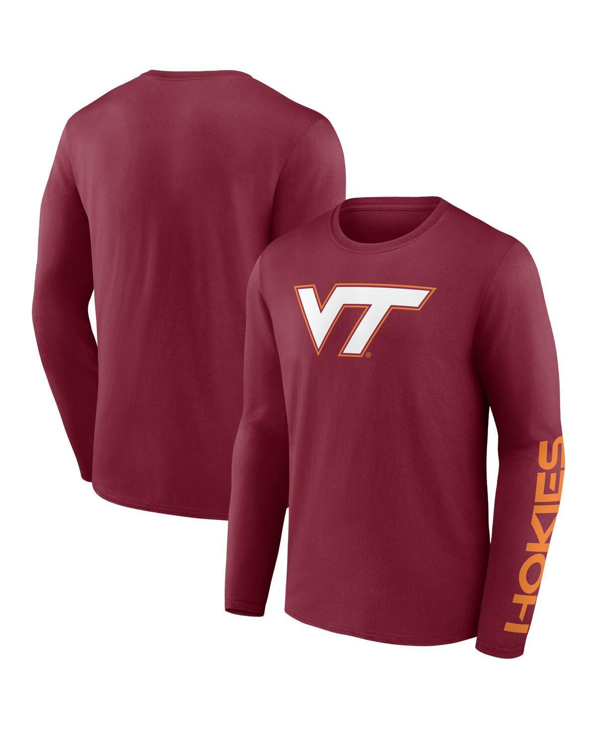 Mens Fanatics Maroon Virginia Tech Hokies Double Time 2-Hit Long Sleeve T-shirt Product Image