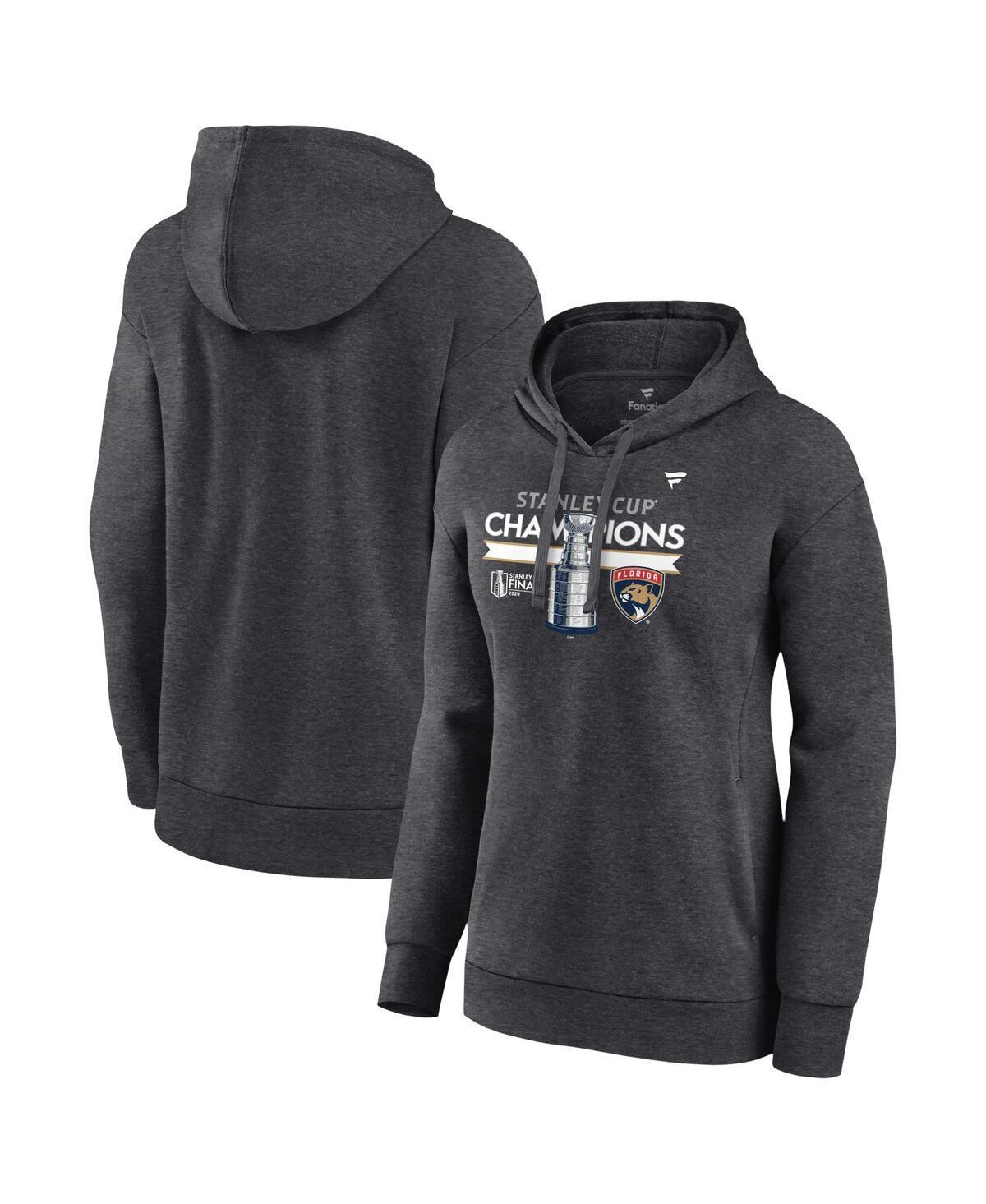 Fanatics Womens Heather Charcoal Florida Panthers 2024 Stanley Cup Champions Locker Room Fleece Pullover Hoodie Product Image