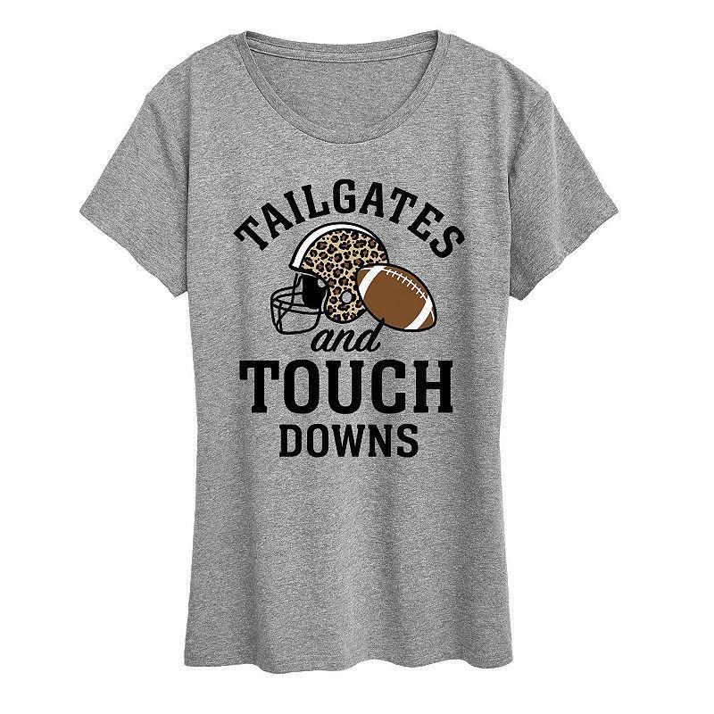 Womens Tailgates Touchdowns Graphic Tee, Girls Grey Gray Product Image