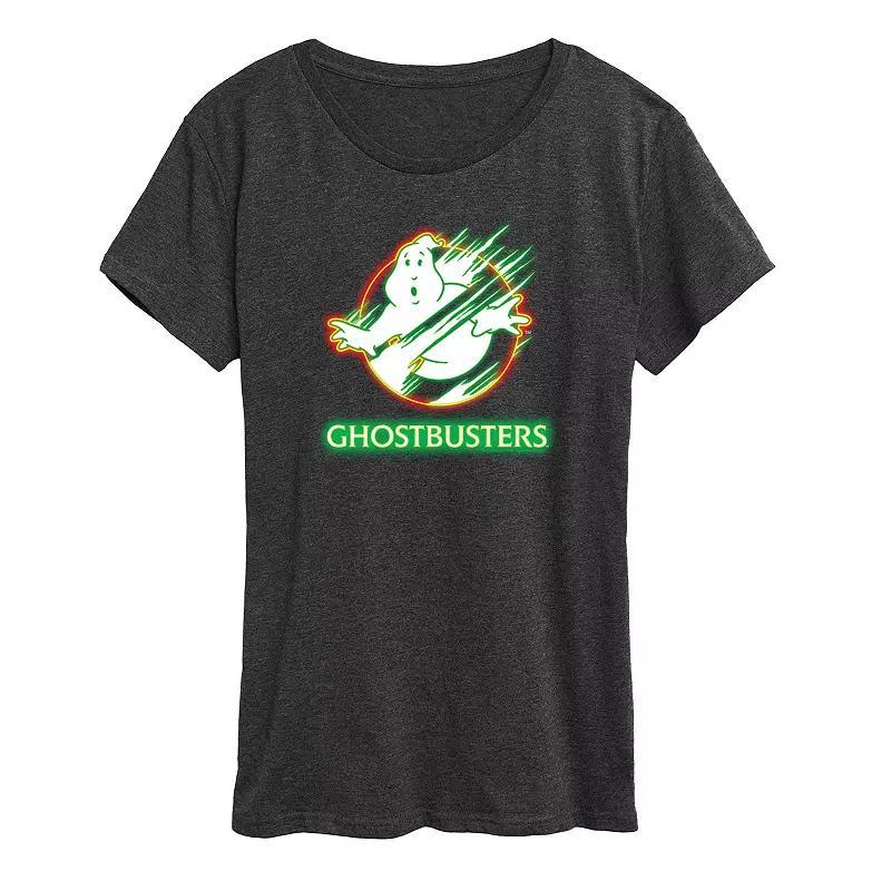 Plus Ghostbusters Neon Graphic Tee, Womens Heather Grey product image