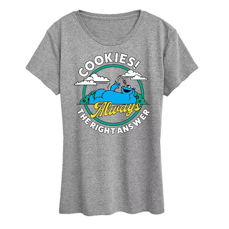 Womens Sesame Street Cookies Answer Graphic Tee, Girls Grey Gray Product Image