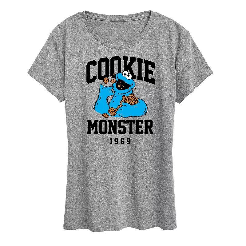 Womens Sesame Street Cookie Monster Graphic Tee Grey Gray Product Image