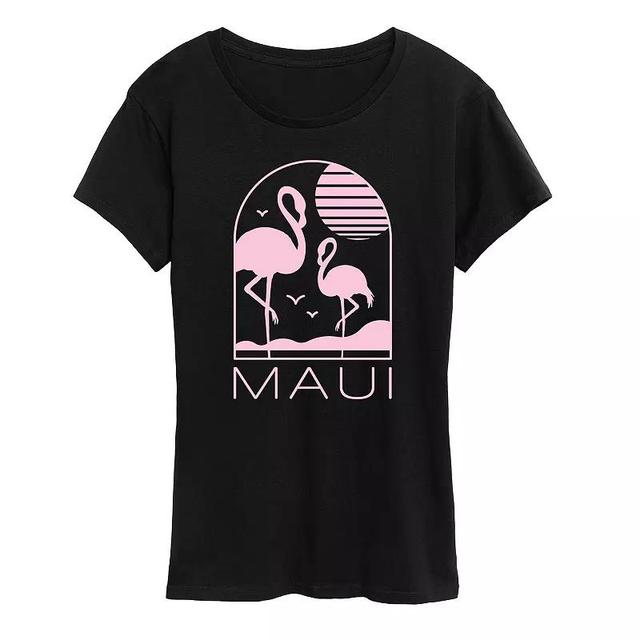 Womens Maui Flamingos Graphic Tee Product Image