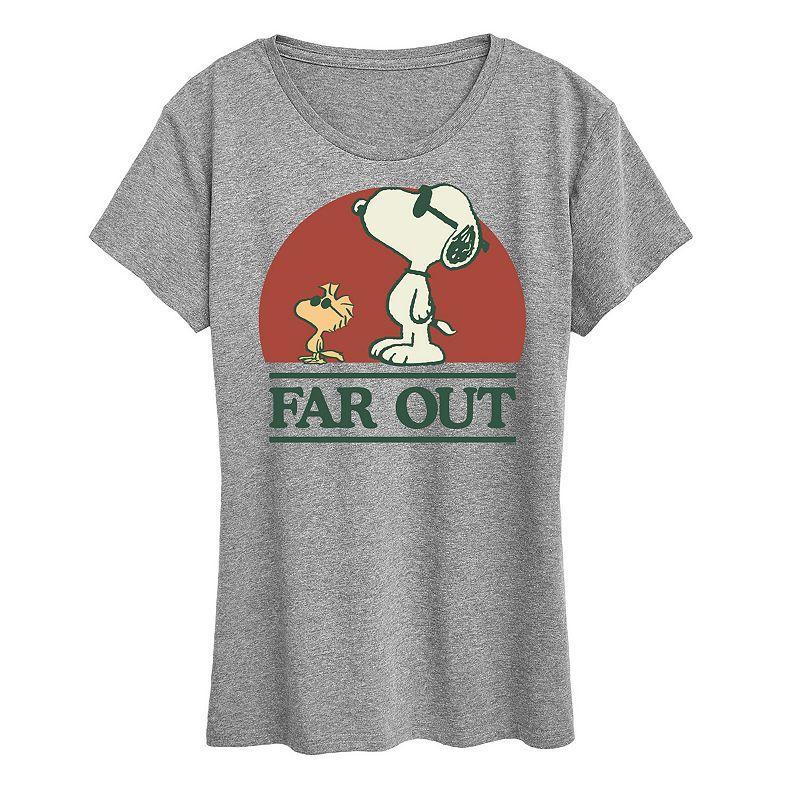 Womens Peanuts Snoopy & Woodstock Far Out Graphic Tee, Girls Grey Gray Product Image