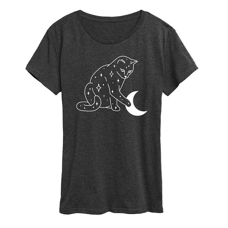 Womens Starry Cat Graphic Tee Blue Product Image