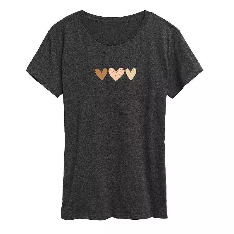 Womens Sketchy Hearts Graphic Tee Heather Grey Product Image