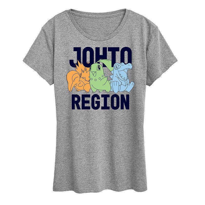 Womens Pokemon Johto Region Graphic Tee Grey Gray Product Image