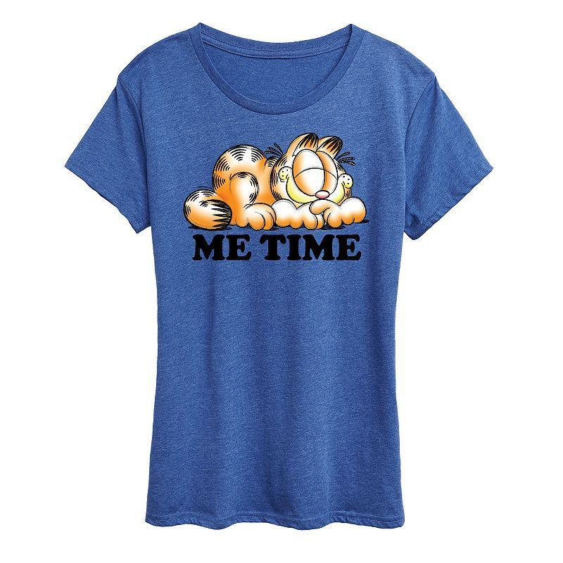 Womens Garfield Me Time Sketch Graphic Tee, Girls Grey Green Product Image