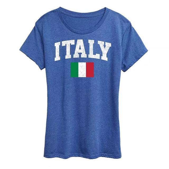 Womens Italy Flag Graphic Tee Grey Royal Blue Product Image