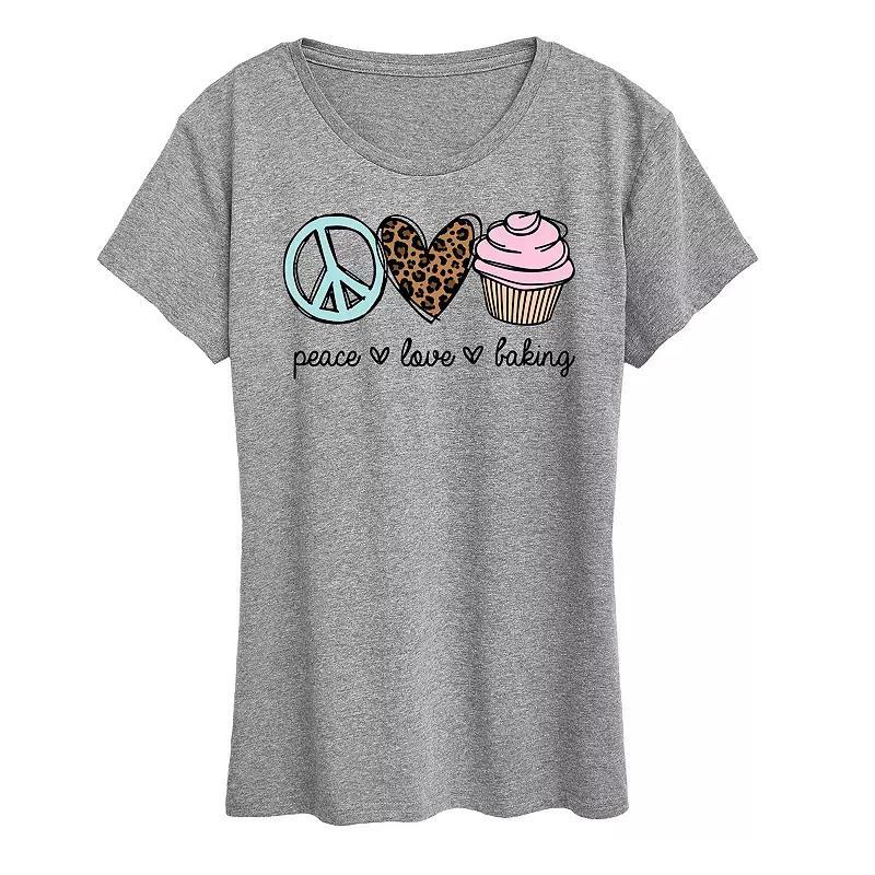 Womens Peace Love Baking Graphic Tee Product Image