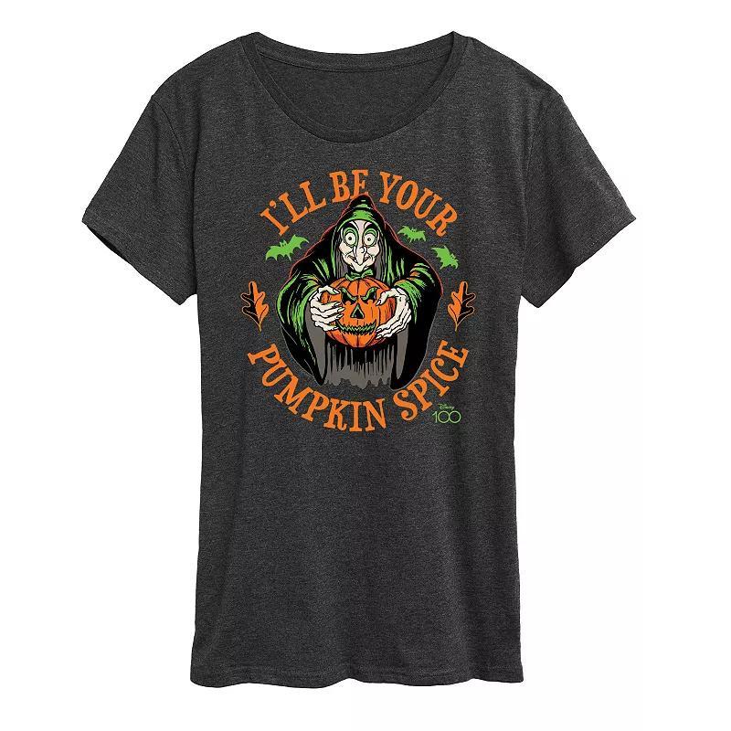 Disneys Snow White Womens Evil Queen Ill Be Your Pumpkin Spice Graphic Tee, Girls Grey Gray Product Image