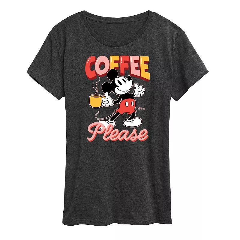 Disneys Mickey Mouse Womens Coffee Graphic Tee Grey Gray Product Image