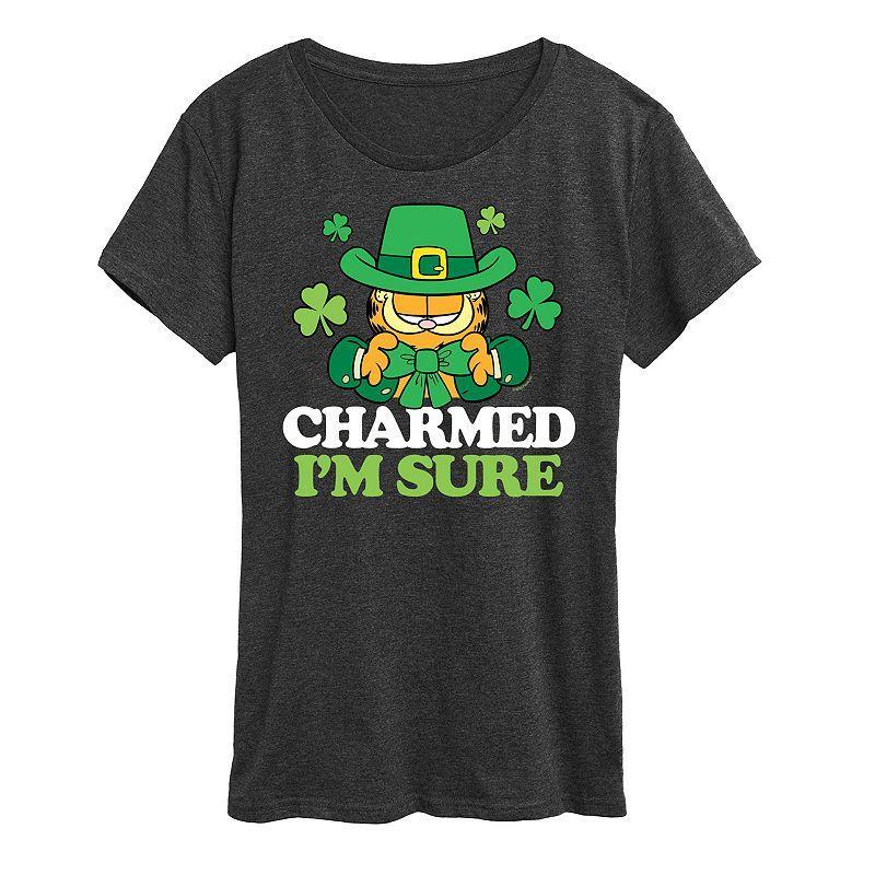 Womens Garfield Charmed Im Sure Graphic Tee Black Product Image