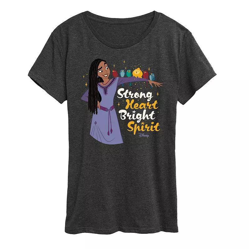 Disneys Wish Asha and Star Womens Strong Heart Graphic Tee, Girls Blue Product Image