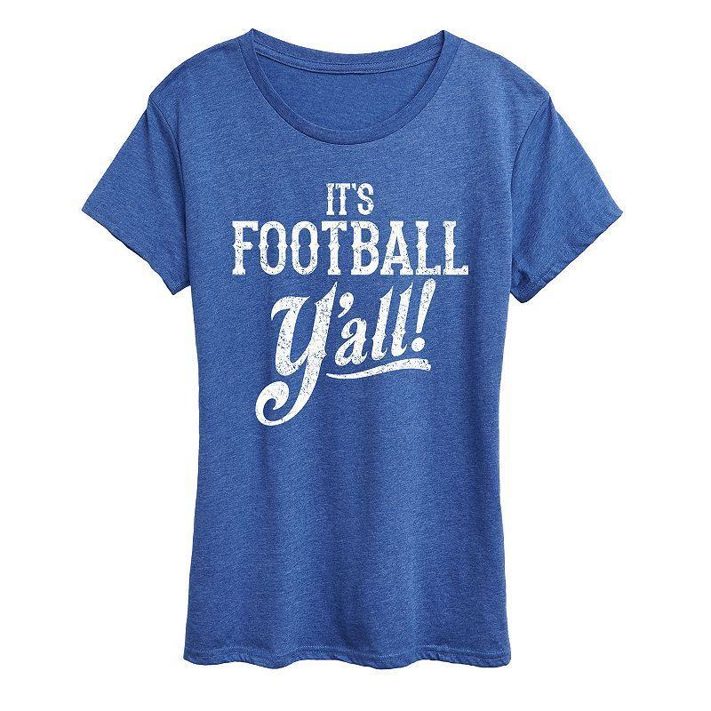 Womens Its Football Yall Graphic Tee, Girls Grey Dark Blue Product Image