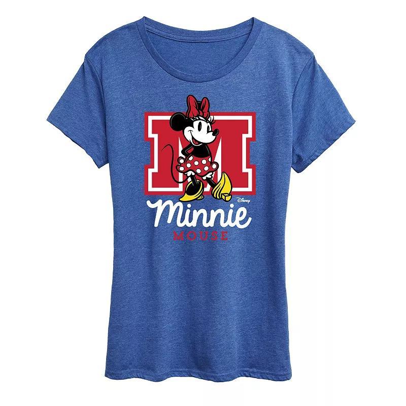 Disneys Minnie Mouse Womens Collegiate Graphic Tee Grey Gray Product Image