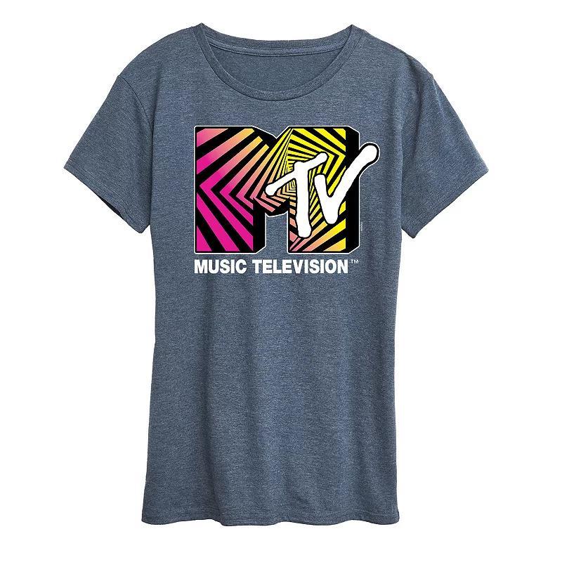 Womens MTV Optical 80s Graphic Tee Grey Gray Product Image