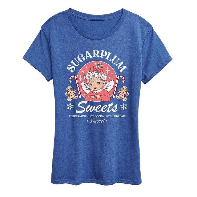 Womens Sugarplum Sweets Graphic Tee, Girls Grey Royal Blue Product Image