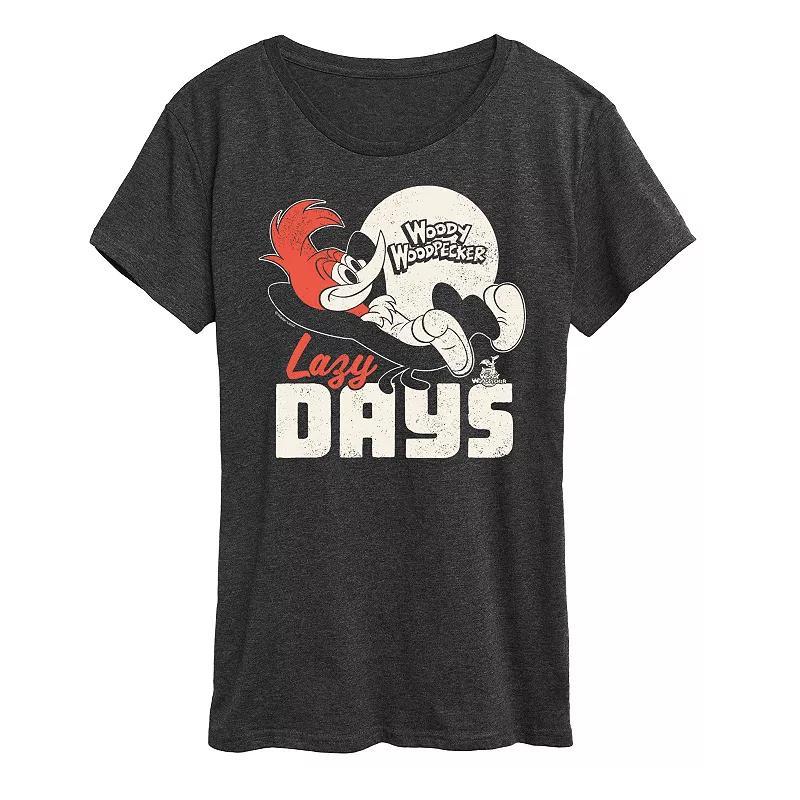 Womens Woody Woodpecker Lazy Days Graphic Tee, Girls Heather Grey Product Image