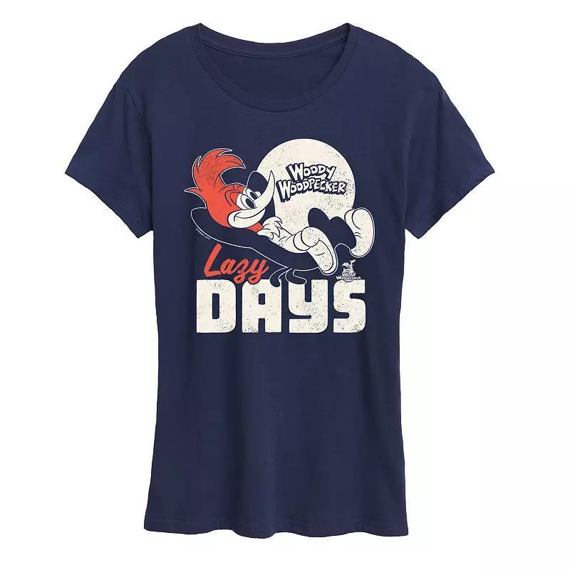 Womens Woody Woodpecker Lazy Days Graphic Tee, Girls Heather Grey Product Image