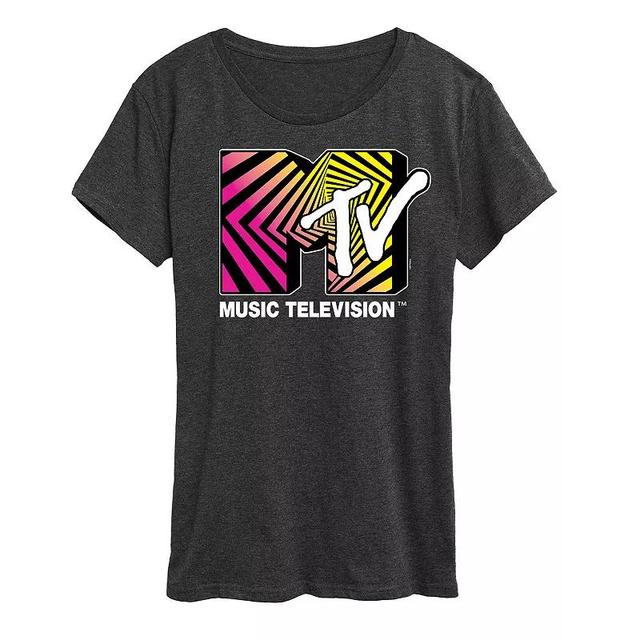 Womens MTV Optical 80s Graphic Tee Grey Gray Product Image