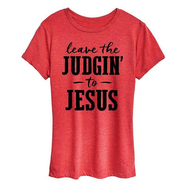 Womens Leave The Judgin To Jesus Graphic Tee, Girls Grey Red Product Image