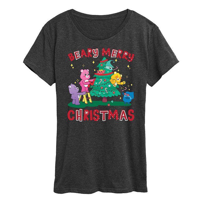 Womens Care Bears Beary Merry Christmas Graphic Tee, Girls Heather Grey Product Image