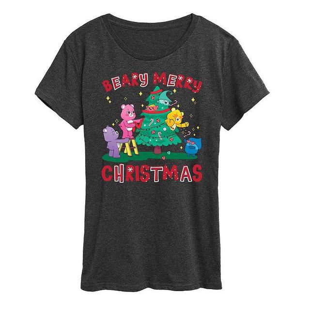 Womens Care Bears Beary Merry Christmas Graphic Tee, Girls Heather Grey Product Image