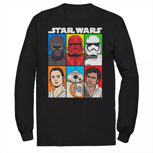 Mens Star Wars The Rise of Skywalker Character Grid Long Sleeve Graphic Tee Black Product Image