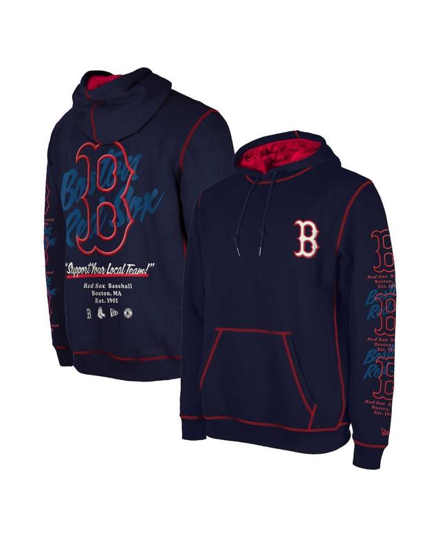 Mens New Era Boston Red Sox Team Split Pullover Hoodie Blue Product Image