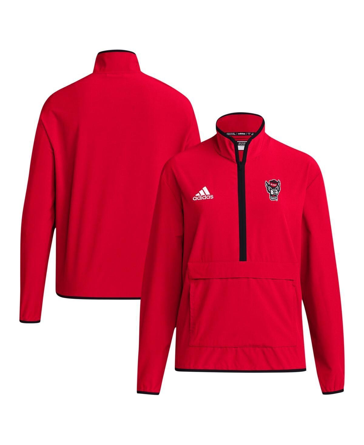 Mens adidas Red NC State Wolfpack Coaches Sideline Half-Zip Jacket Product Image