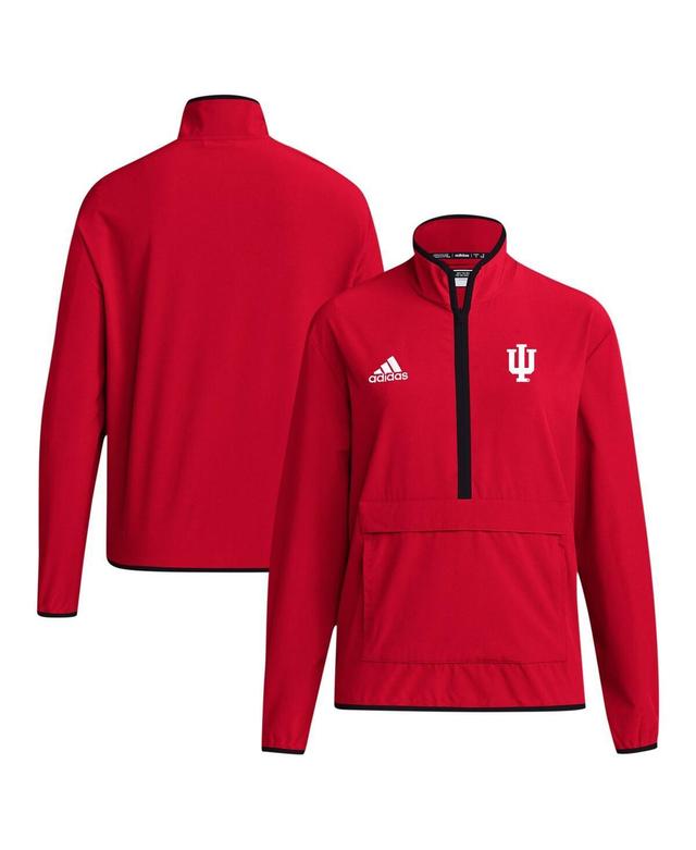 Mens adidas Crimson Indiana Hoosiers Coaches Sideline Half-Zip Jacket Product Image