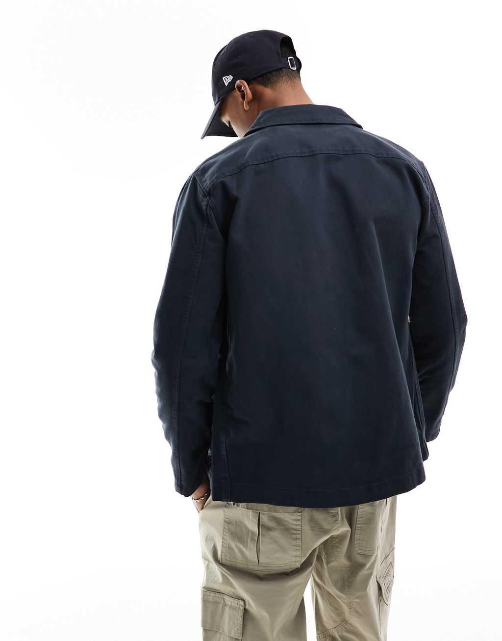 Selected Homme worker overshirt in navy  Product Image