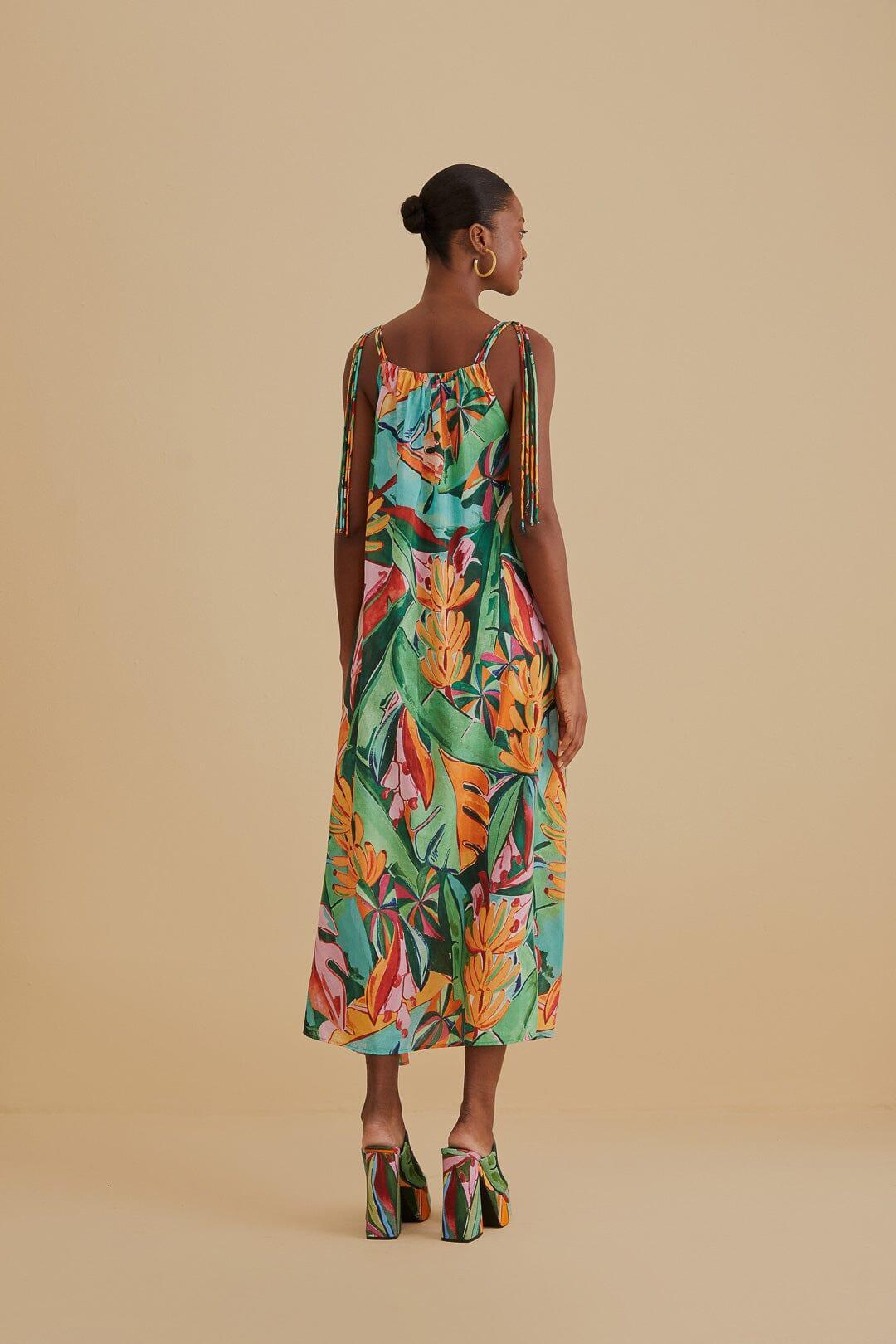 Multicolor Banana Foliage Sleeveless Midi Dress Product Image