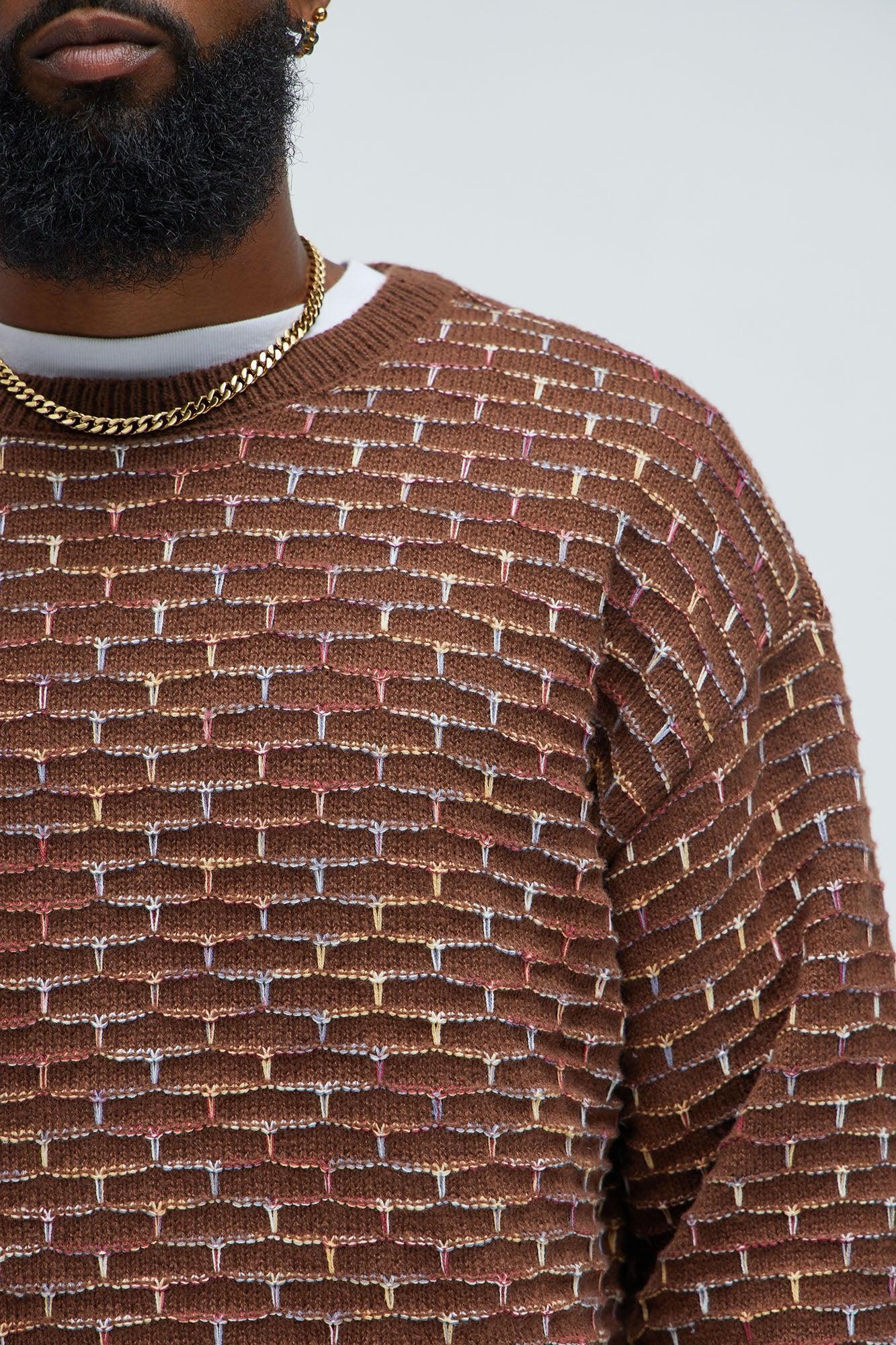 Know Your Worth Textured Sweater - Brown Combo Product Image