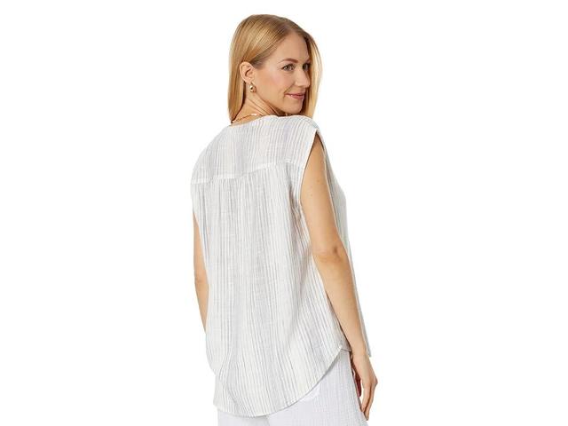 Splendid Lola Sleeveless Button-Up Top (Rouge Stripe) Women's Clothing Product Image