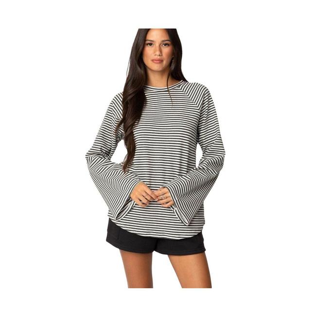 Edikted Womens Stripey Oversized Bell Sleeve Top Product Image