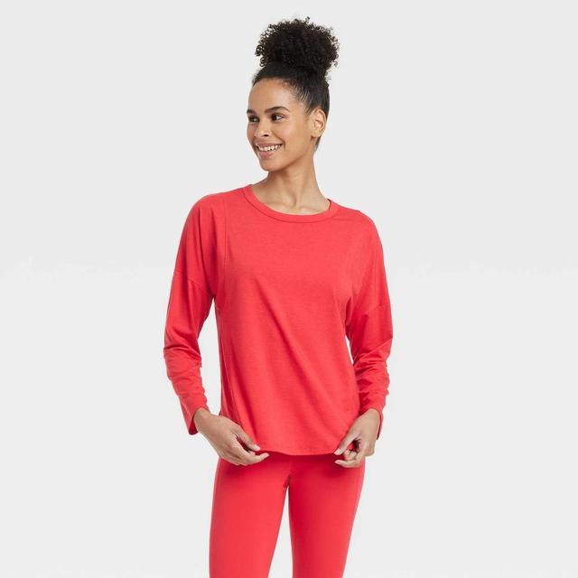 Womens Leggings-Friendly Long Sleeve Top - All In Motion Red M Product Image