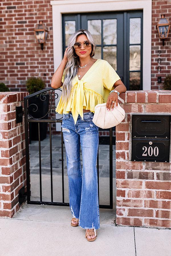 Sweet On Me Front Tie Top In Yellow Product Image