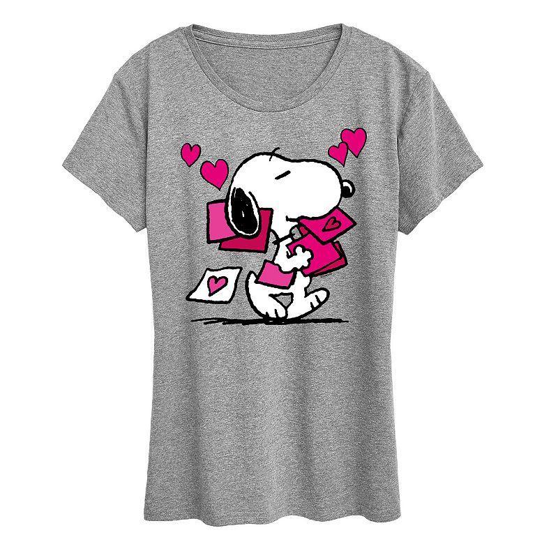 Womens Peanuts Snoopy Valentines Cards Graphic Tee Product Image